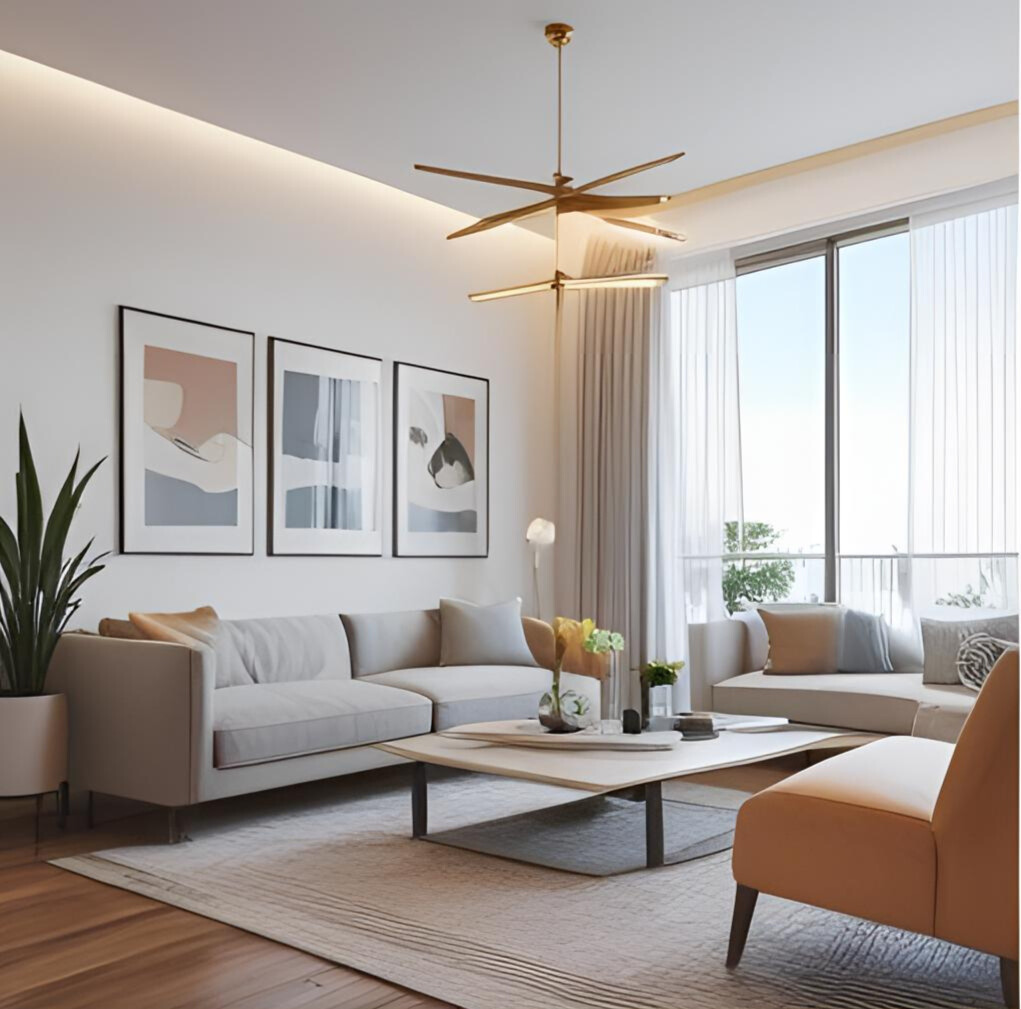 Acar Mimarlık tarafından tasarlanan Bağdat Avenue Residences projesinde modern ve zarif salon tasarımı.